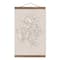 White Botanical Sketch 12" x 18" Teak Hanging Canvas